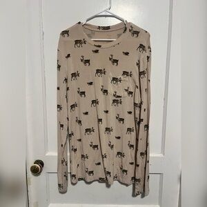 Kyte Pajama Men's Top Long Sleeve with Reindeer Print Size M